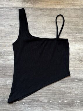 Reformation Black Kyra Knit Asymmetrical Top Size XS